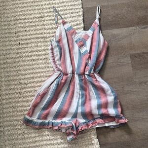 Red Camel Multicolor Striped Kids Romper